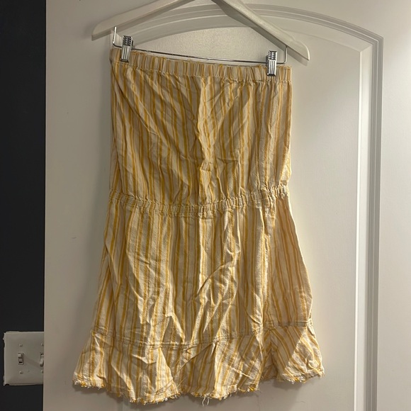 Cloth & Stone medium yellow& white strip strapless distressed style mini dress - Picture 1 of 4